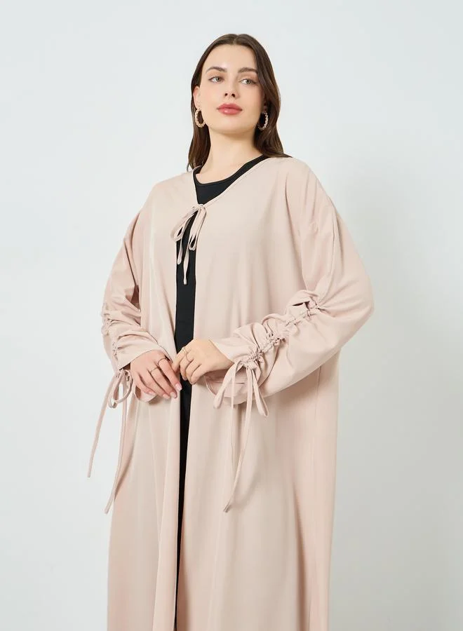 ستايلي عباية برباط أمامي وأكمام برباط للنساء